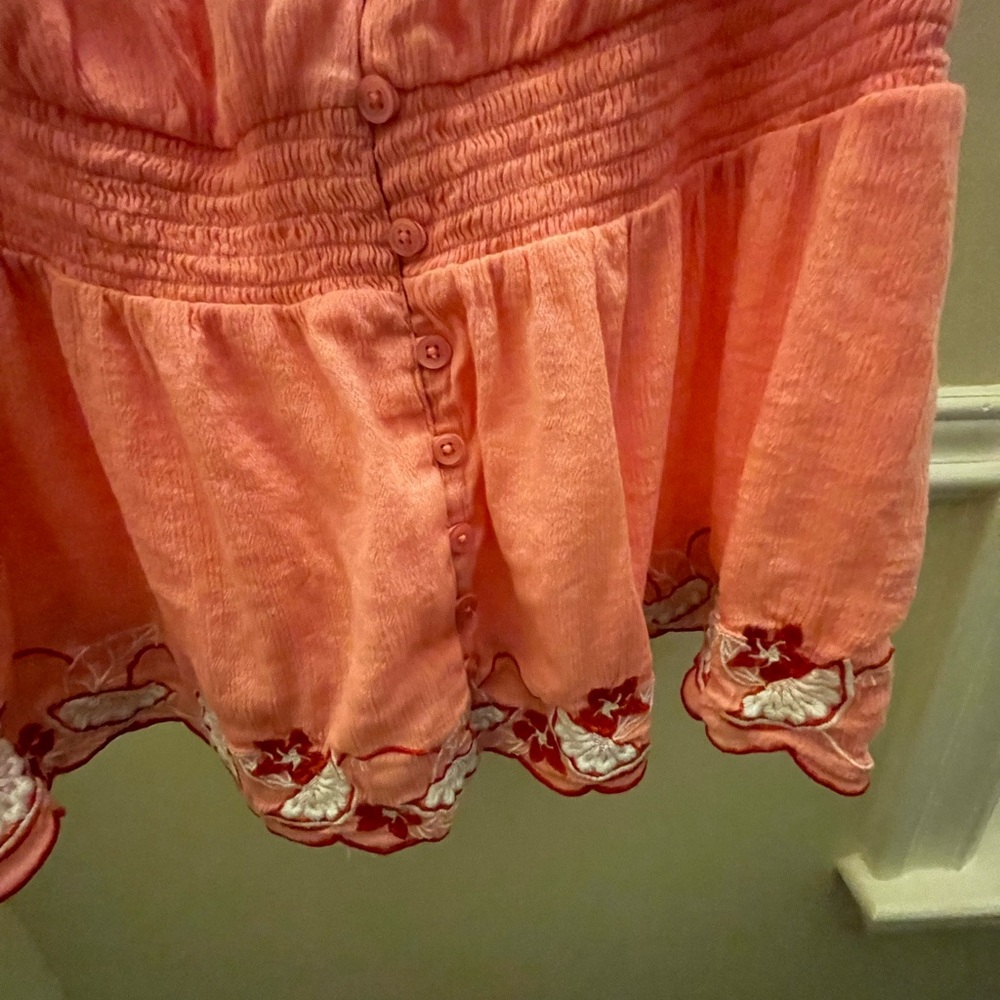 Crown & Ivy Coral Ruffled Blouse - Picture 3 of 4
